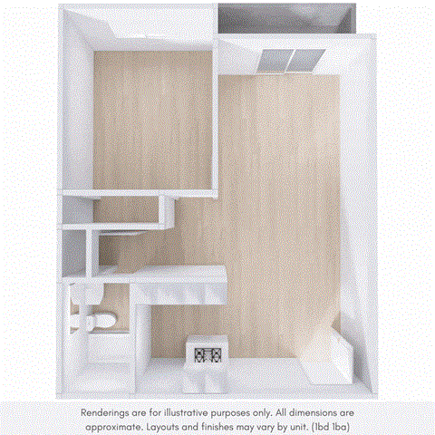 Floor plan for 1 bed, 1 bath, 850 sqft
